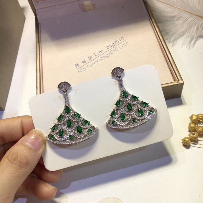 Bvlgari飾品 寶格麗扇形高級綠鋯石耳環 全網爆款  zgbq3320